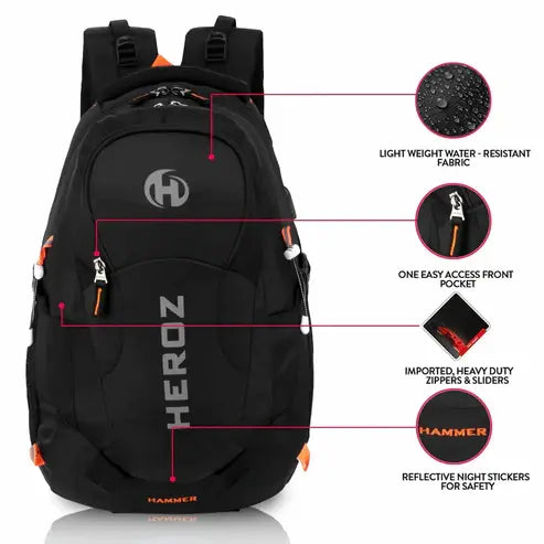 HEROZ Mini Hammer 35L Laptop Backpack (Black)
