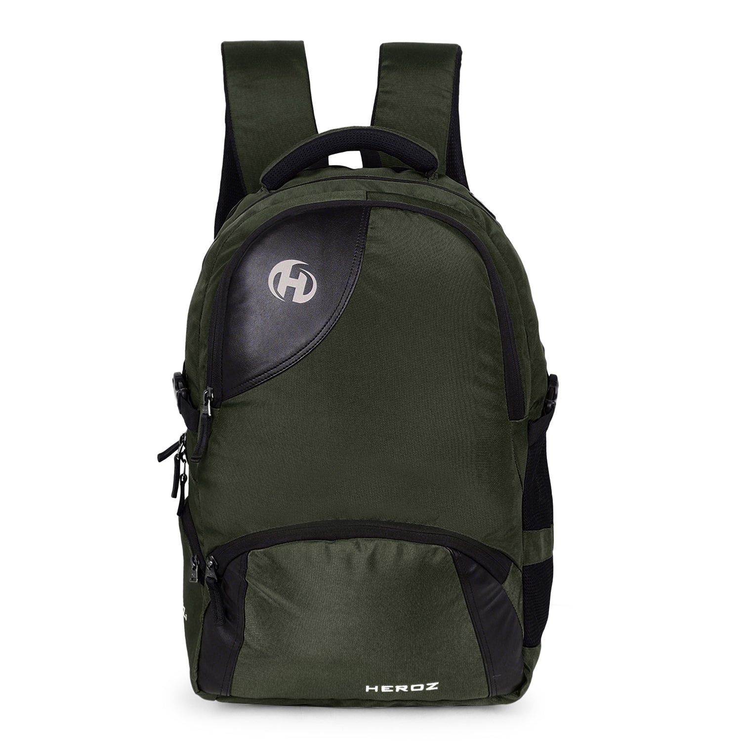 HEROZ Hypro 40L laptop backpacks bags for men and women with USB Charing Point, rain cover with Anti Theft Pocket, Organizer, ideal for collage travel & office,17-inch sleeve (Black & Mehndi Green)