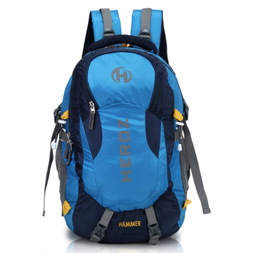 HEROZ Hammer Unisex Nylon 45 L Travel Laptop Backpack for Men – Water Resistant, Slim & Durable, Fits Up to 17.3 Inch Laptop (Navy Blue & Sky Blue)