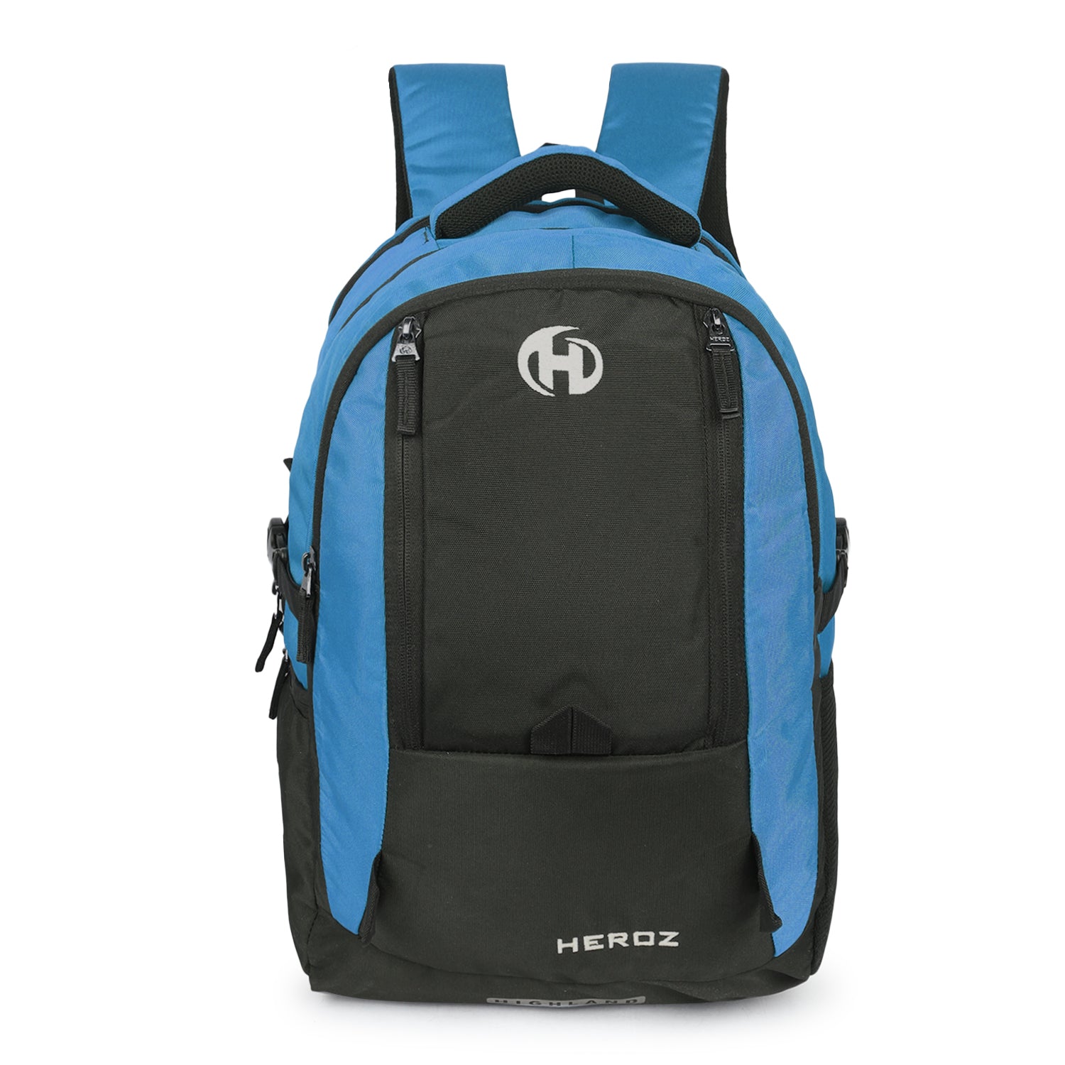 HEROZ Highland 40L laptop backpacks bags for men and women with USB Charing Point, rain cover with Anti Theft Pocket, Organizer, ideal for collage travel & office,17-inch sleeve (Black & A. Blue)