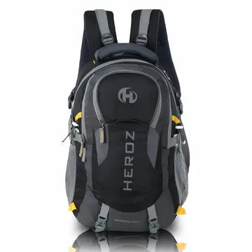 45L laptop backpack grey black water resistant for travel and office