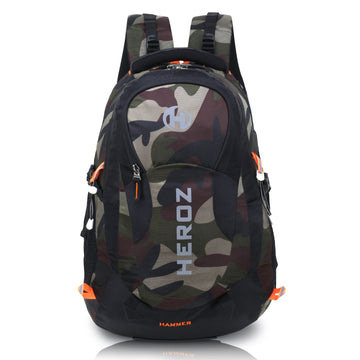 HEROZ Hammer Unisex Nylon 35 L Travel Laptop Backpack Water Resistant Slim Durable Fits Up to 17.3 Inch Laptop Notebook (Black & Jungle)