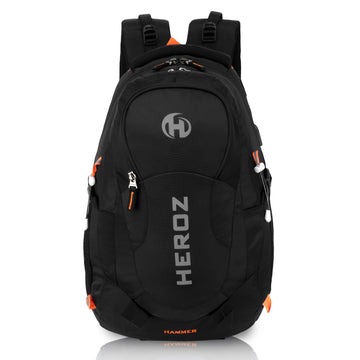 HEROZ Hammer Unisex Nylon 35 L Travel Laptop Backpack Water Resistant Slim Durable Fits Up to 17.3 Inch Laptop Notebook (Black)