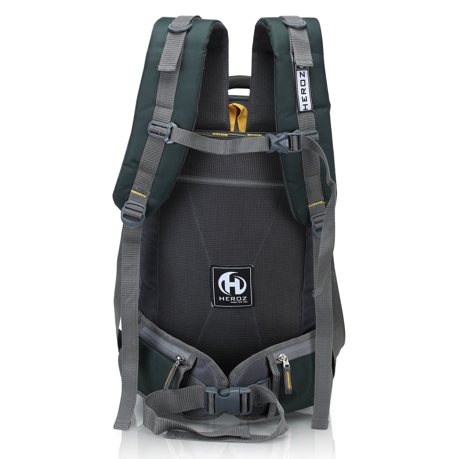 Backpack with visible branding on a white background