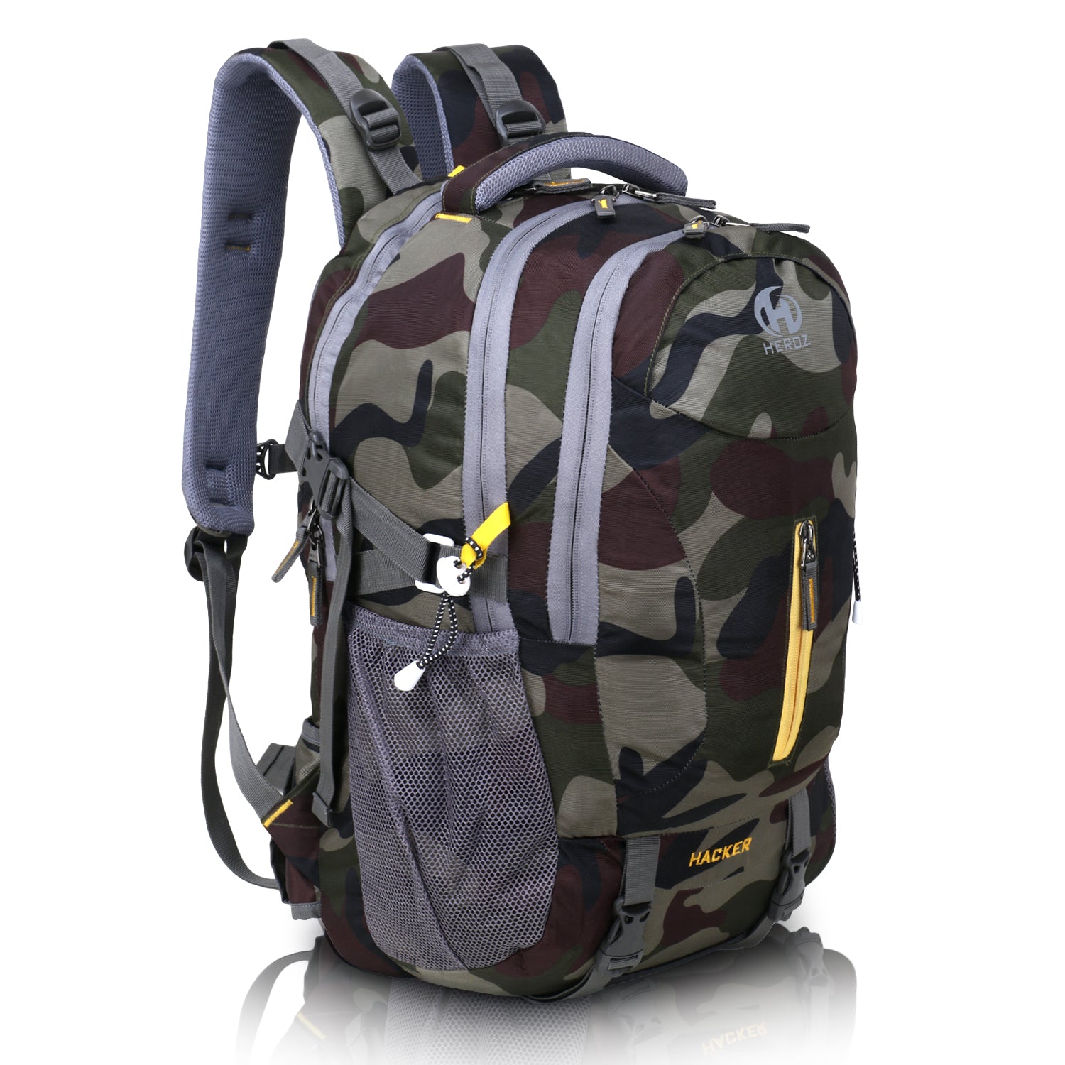 HEROZ Hacker 50L Travel Laptop Backpack for Men & Women – Water Resistant Nylon Slim & Durable Computer Backpack Fits 17-Inch Laptop (Green Jungle) - HEROZ