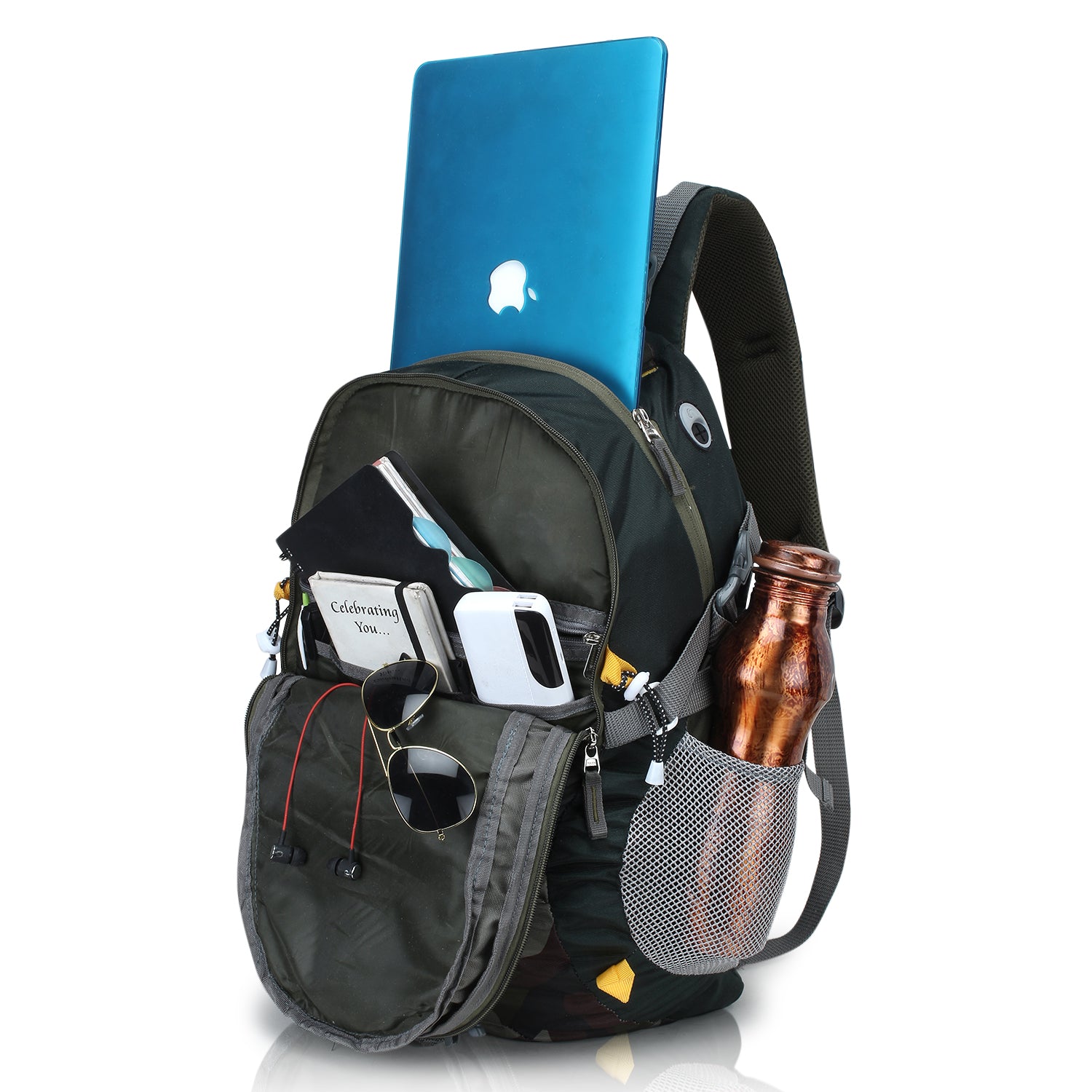 HEROZ Hammer 45 L Travel Laptop Backpack for Men – Fits up to 17.3 Inch (Mehndi Green & Jungle) - HEROZ