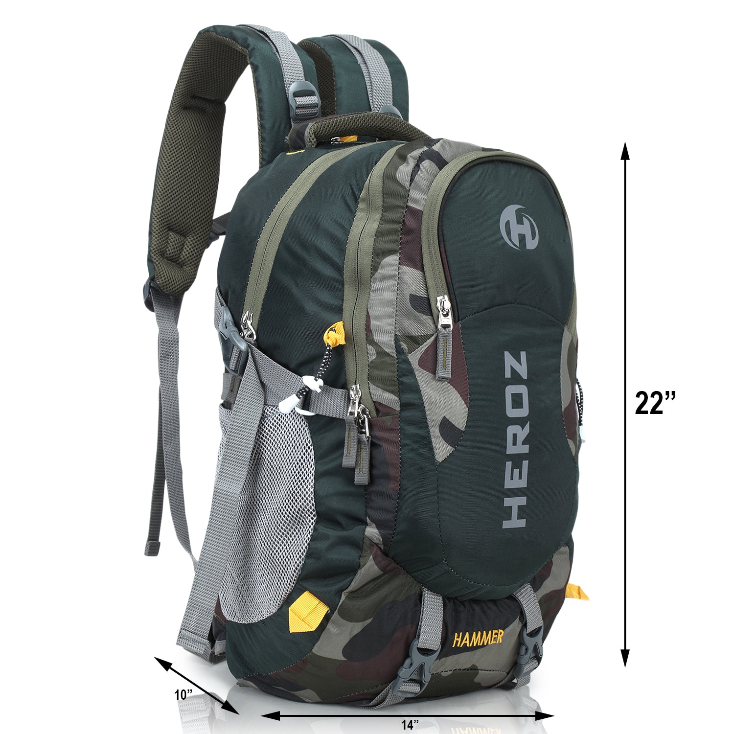 HEROZ Hammer 45 L Travel Laptop Backpack for Men – Fits up to 17.3 Inch (Mehndi Green & Jungle) - HEROZ