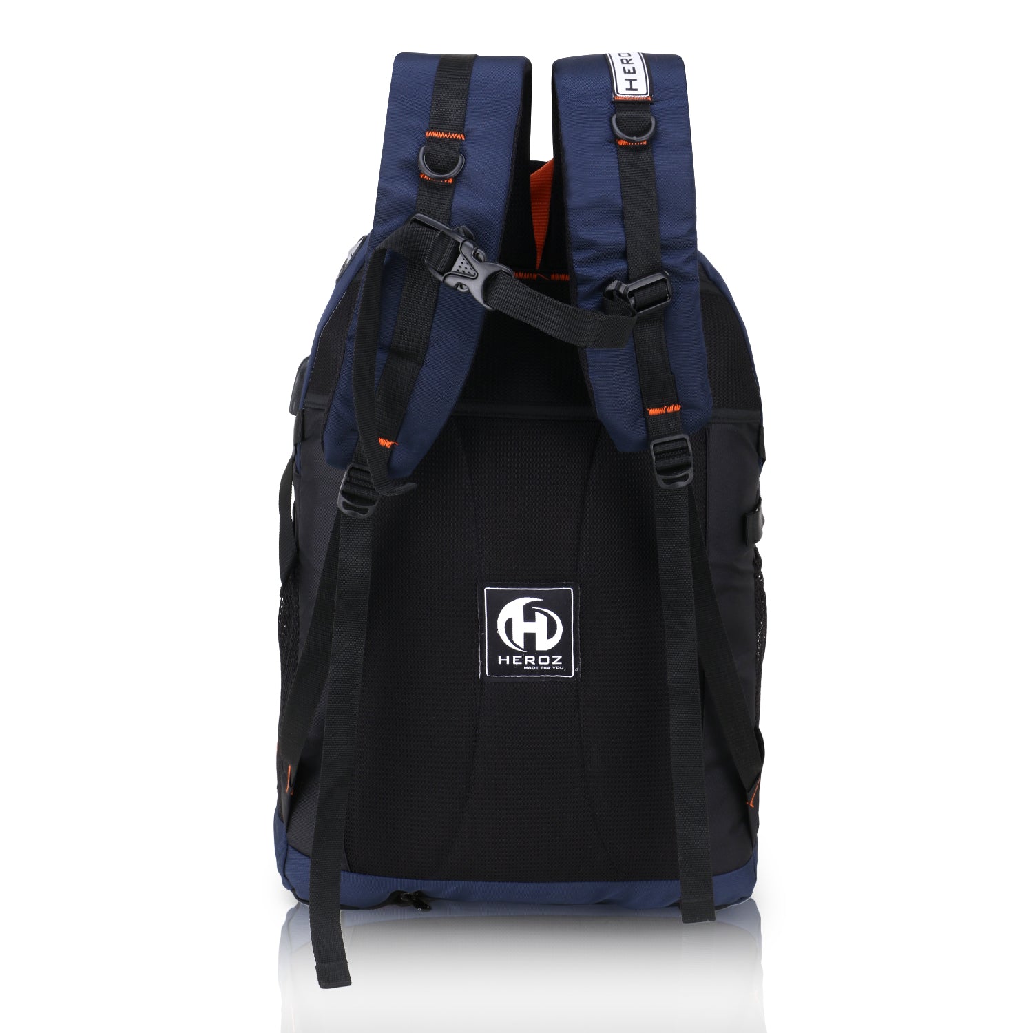 HEROZ Hammer Unisex Nylon 35 L Travel Laptop Backpack Water Resistant Slim Durable Fits Up to 17.3 Inch Laptop Notebook (Black & Navy Blue) - HEROZ