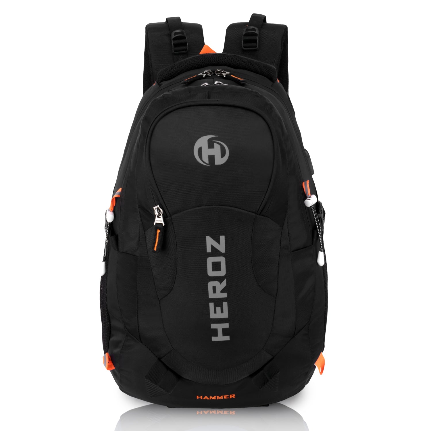 HEROZ Hammer Unisex Nylon 35 L Travel Laptop Backpack, Water Resistant, Slim & Durable, Fits up to 17.3 Inch Laptop (Black) - HEROZ