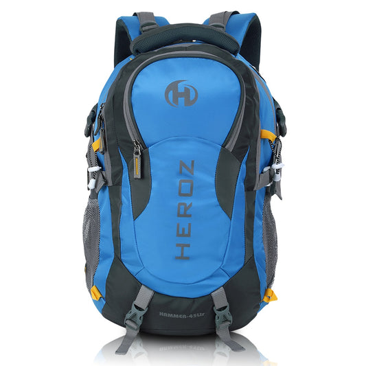 HEROZ Hammer Unisex Nylon 45 L Travel Laptop Backpack bags for mens Water Resistant Slim Durable Fits Up to 17.3 Inch (Grey & Sky Blue) - HEROZ