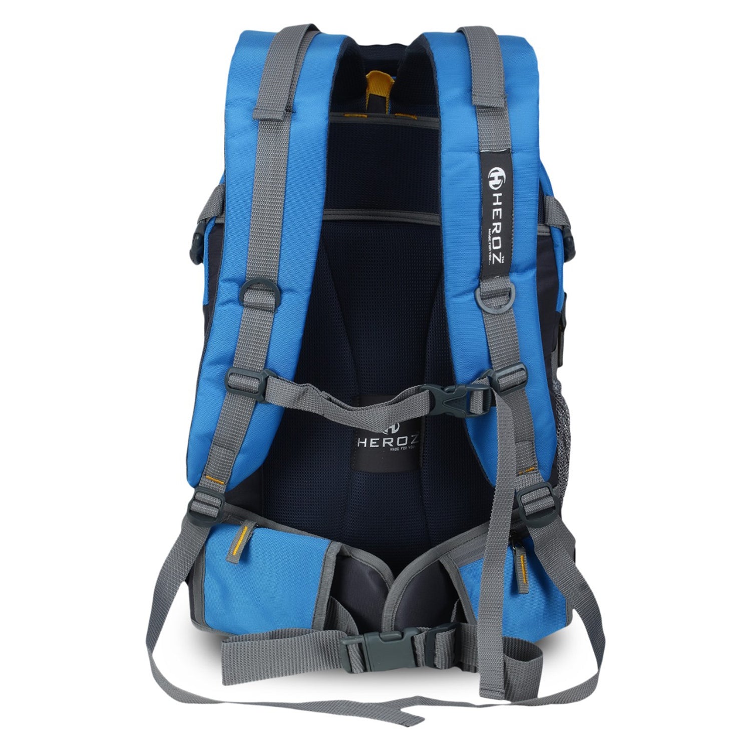 HEROZ Hammer Unisex Nylon 45 L Travel Laptop Backpack bags for mens Water Resistant Slim Durable Fits Up to 17.3 Inch (Grey & Sky Blue) - HEROZ