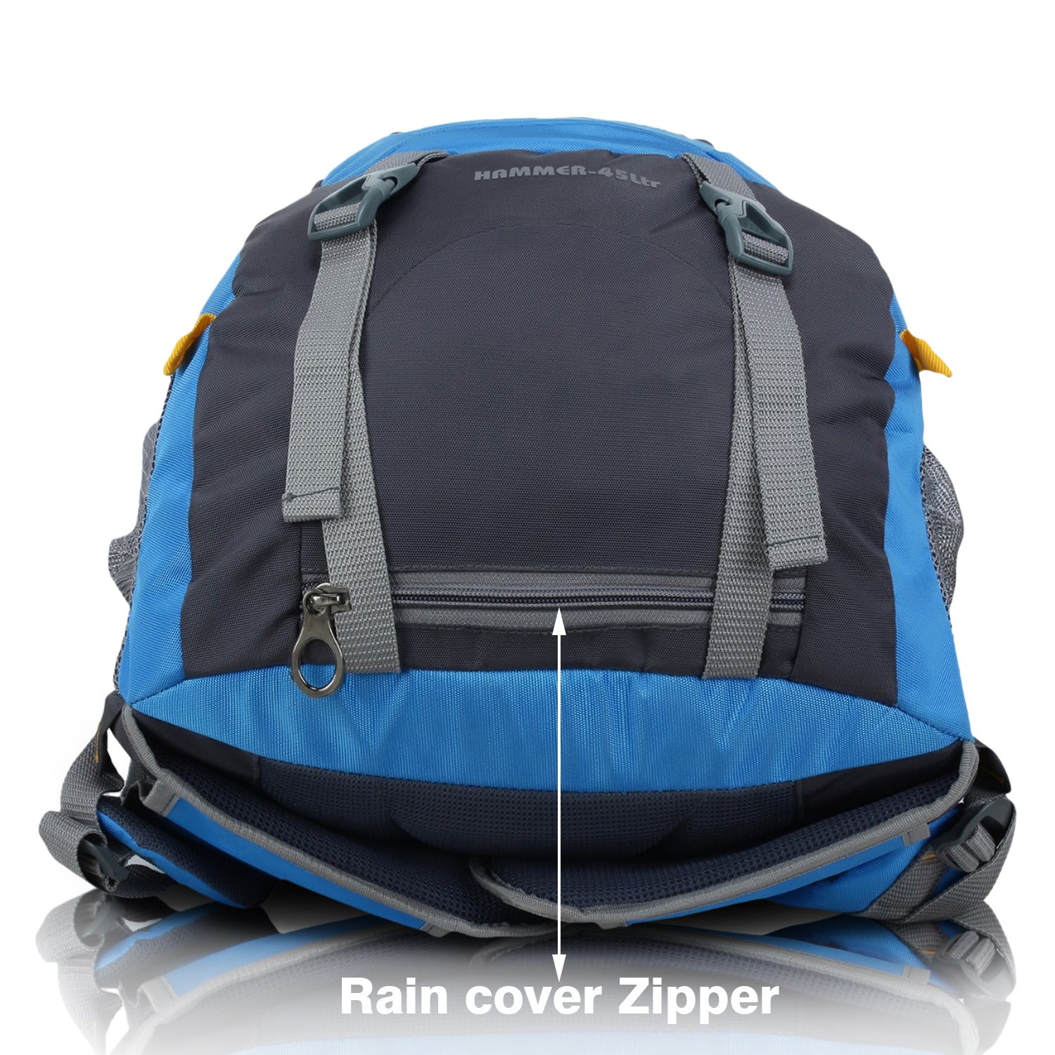 HEROZ Hammer Unisex Nylon 45 L Travel Laptop Backpack bags for mens Water Resistant Slim Durable Fits Up to 17.3 Inch (Grey & Sky Blue) - HEROZ