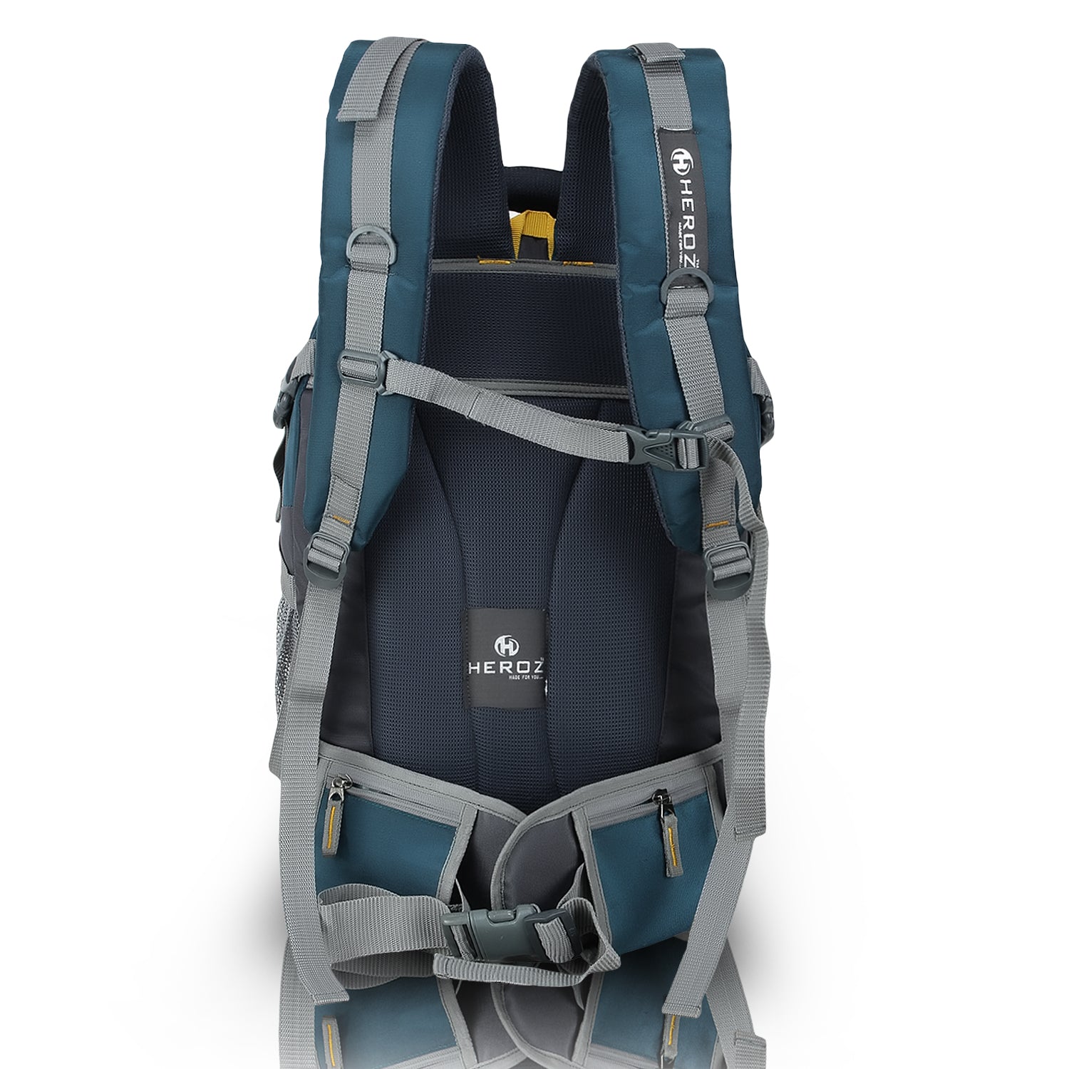 HEROZ Hammer Unisex Nylon 45 L Travel Laptop Backpack for Men – Water Resistant, Slim & Durable, Fits Up to 17.3 Inch Laptop (Grey & Airforce Blue) - HEROZ