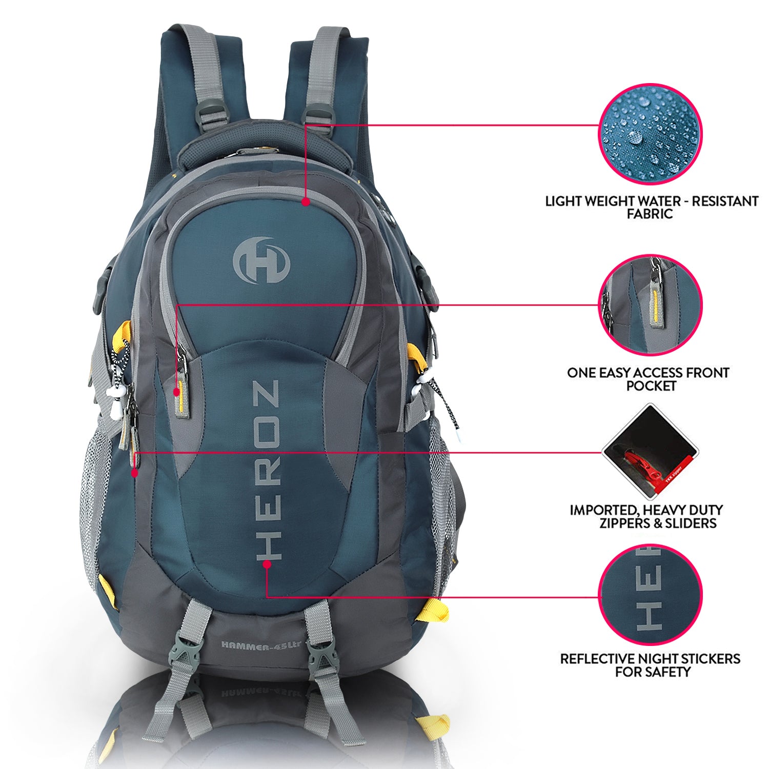 Large capacity travel laptop backpack fits 17.3 inch laptop HEROZ Hammer