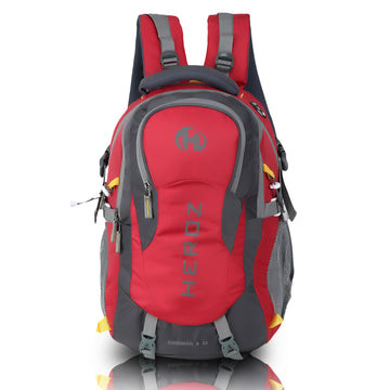HEROZ Hammer 45L laptop backpack for men grey and red water resistant nylon design