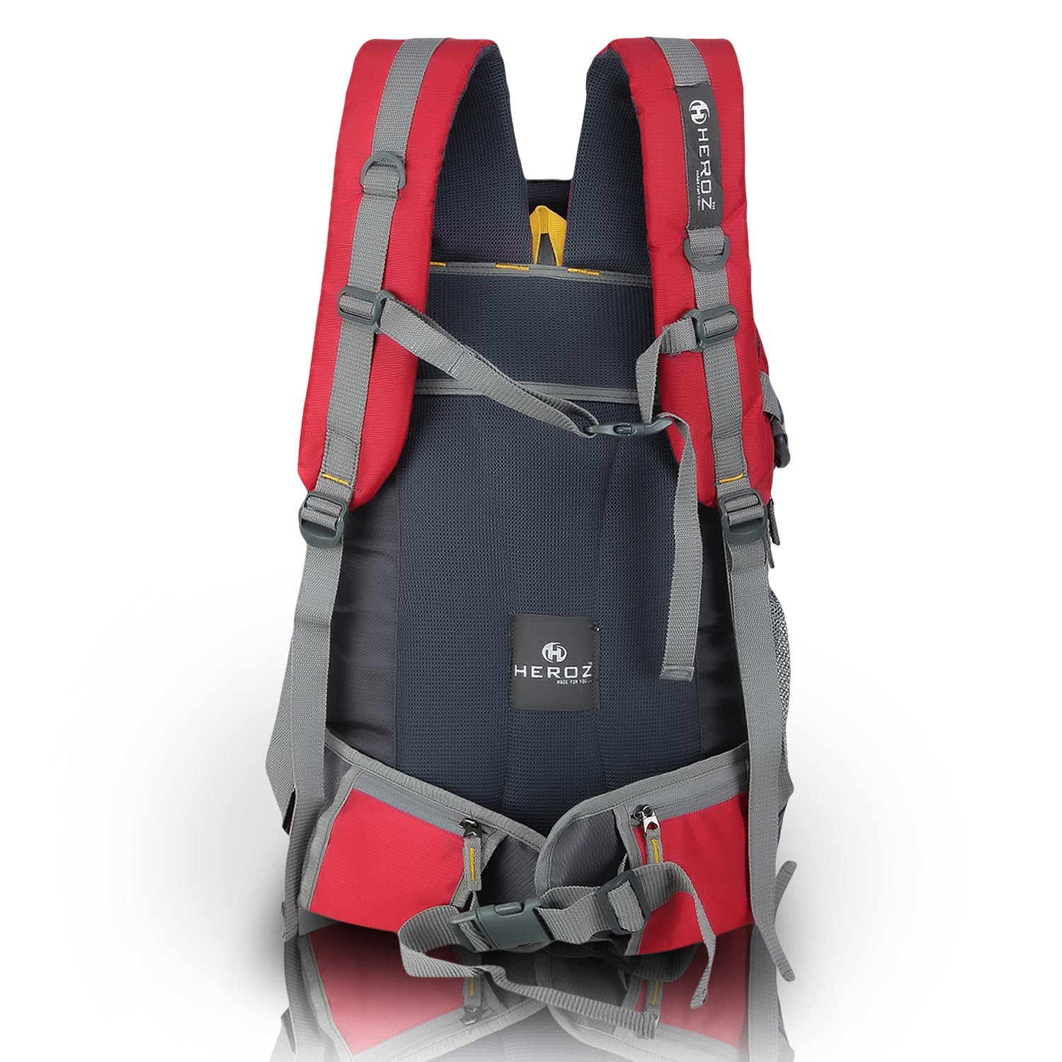 HEROZ Hammer Unisex Nylon 45 L Travel Laptop Backpack for Men – Water Resistant, Slim & Durable, Fits Up to 17.3 Inch Laptop (Grey & Red) - HEROZ