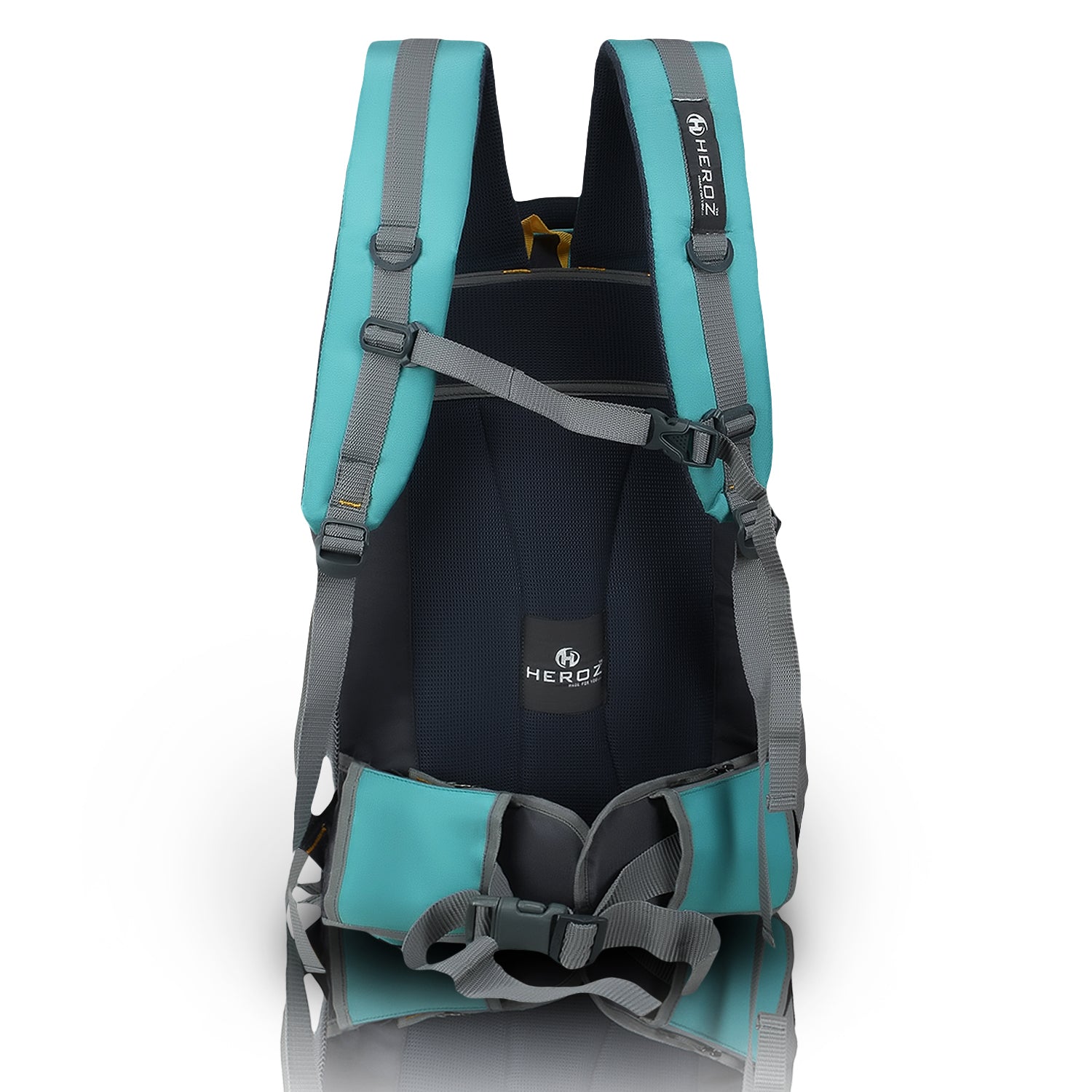 HEROZ Hammer Unisex Nylon 45 L Travel Laptop Backpack for Men – Water Resistant, Slim & Durable, Fits Up to 17.3 Inch Laptop (Grey & Sea Green) - HEROZ