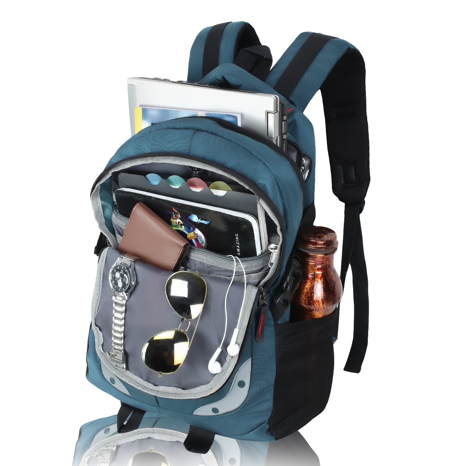 HEROZ Harbour Unisex Nylon 28 L Travel Laptop Backpack Water Resistant Slim Durable Fits Up to 15.6 Inch Laptop Notebook  (Airforce Blue) - HEROZ