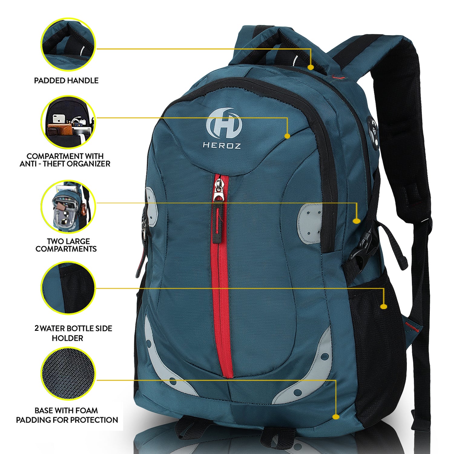 HEROZ Harbour Unisex Nylon 28 L Travel Laptop Backpack Water Resistant Slim Durable Fits Up to 15.6 Inch Laptop Notebook  (Airforce Blue) - HEROZ