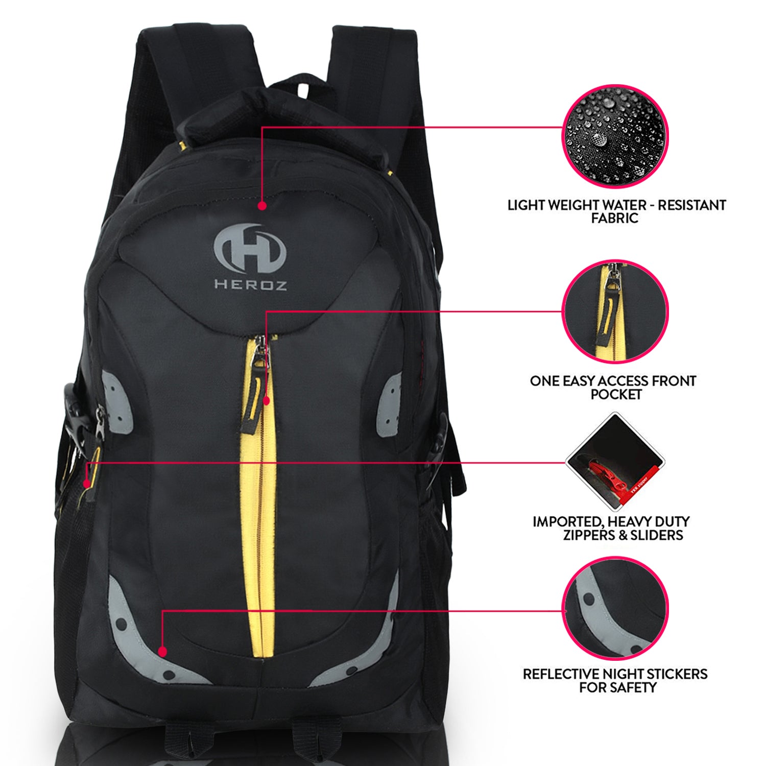 HEROZ Harbour Unisex Nylon 28 L Travel Laptop Backpack Water Resistant Slim Durable Fits Up to 15.6 Inch Laptop Notebook  (Black) - HEROZ