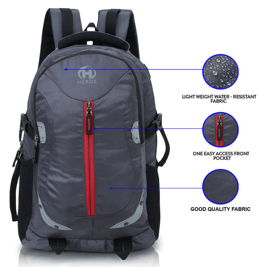 HEROZ Harbour Unisex Nylon 28 L Travel Laptop Backpack Water Resistant Slim Durable Fits Up to 15.6 Inch Laptop Notebook  (Grey) - HEROZ