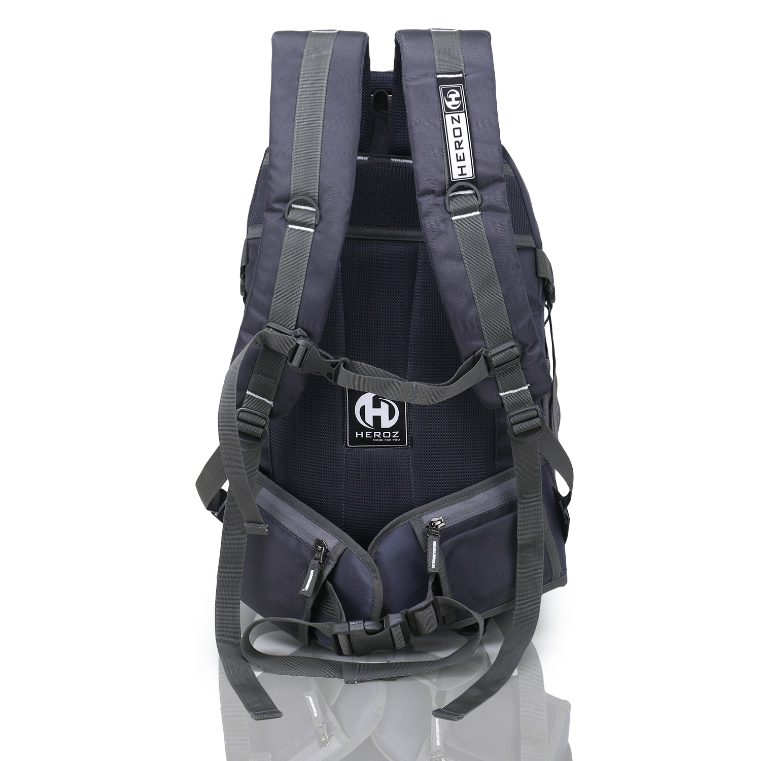 HEROZ Harrow 45 Ltrs Travel Laptop Backpack Slim Durable College School Computer Bookbag tracking for Women, Men Boys Outdoor Camping & Fits Up to 17.3-inch laptop (Grey & Airforce Blue) - HEROZ