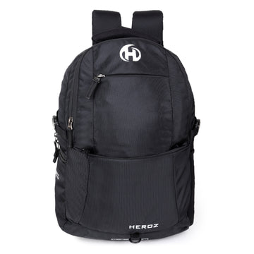 HEROZ Heden 40L Laptop Backpack for Men & Women with USB Charging Port, Rain Cover & Anti-Theft Pocket – Fits 17 Inch Laptop (Black) - HEROZ