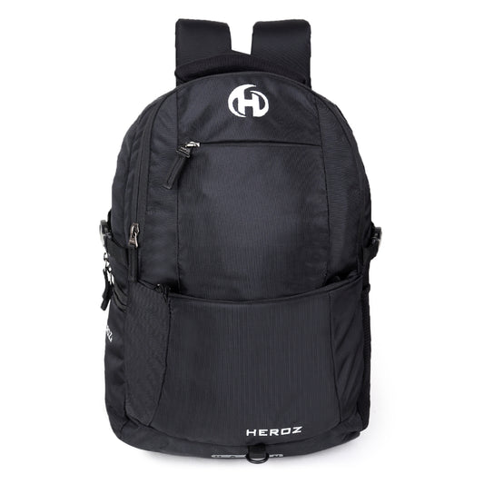 HEROZ Heden 40L Laptop Backpack for Men & Women with USB Charging Port, Rain Cover & Anti-Theft Pocket – Fits 17 Inch Laptop (Black) - HEROZ