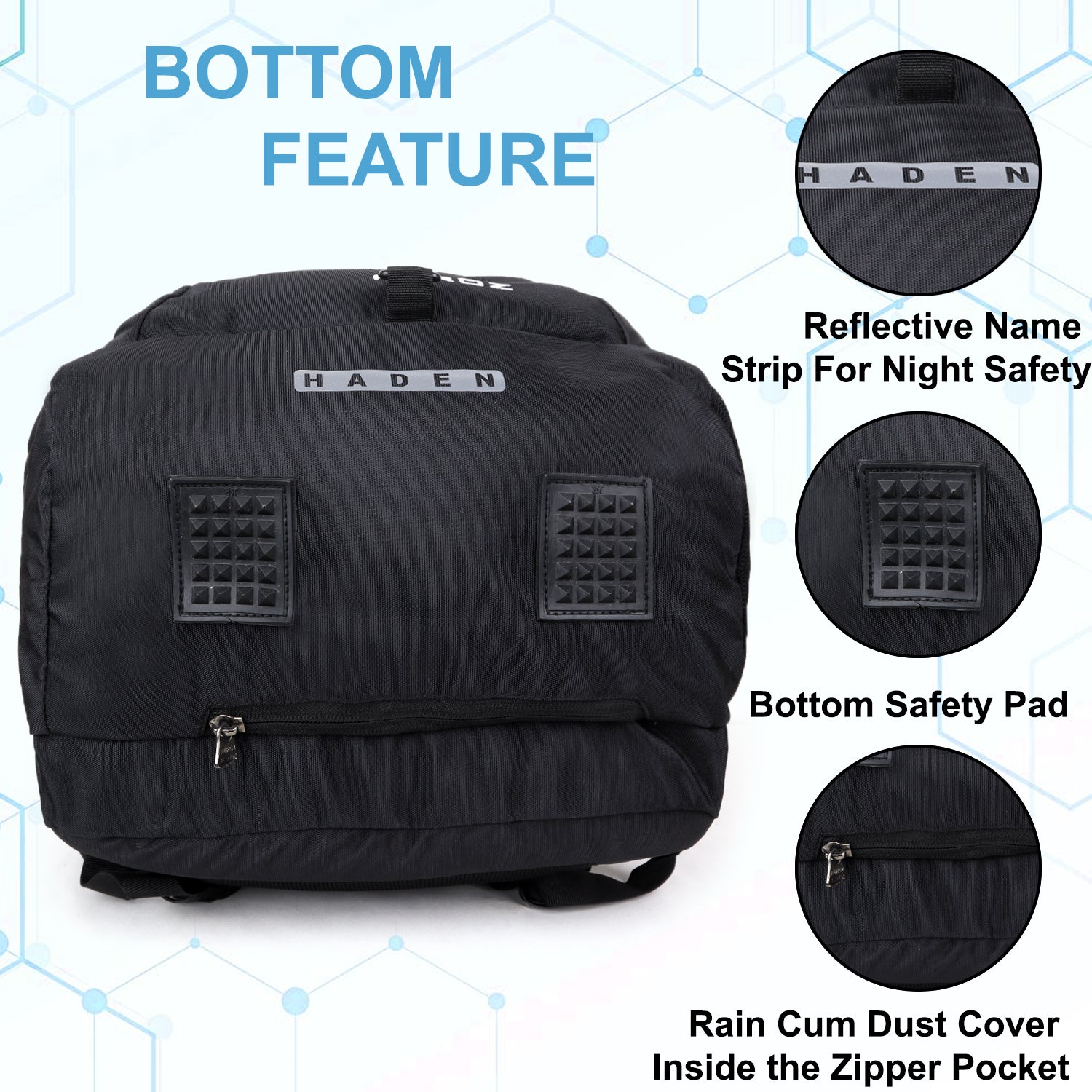 HEROZ Heden 40L Laptop Backpack for Men & Women with USB Charging Port, Rain Cover & Anti-Theft Pocket – Fits 17 Inch Laptop (Black) - HEROZ