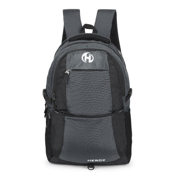 HEROZ Heden 40L laptop backpacks bags for men and women with USB Charing Point, rain cover with Anti Theft Pocket, Organizer, ideal for collage travel & office,17-inch sleeve (Black & Grey) - HEROZ