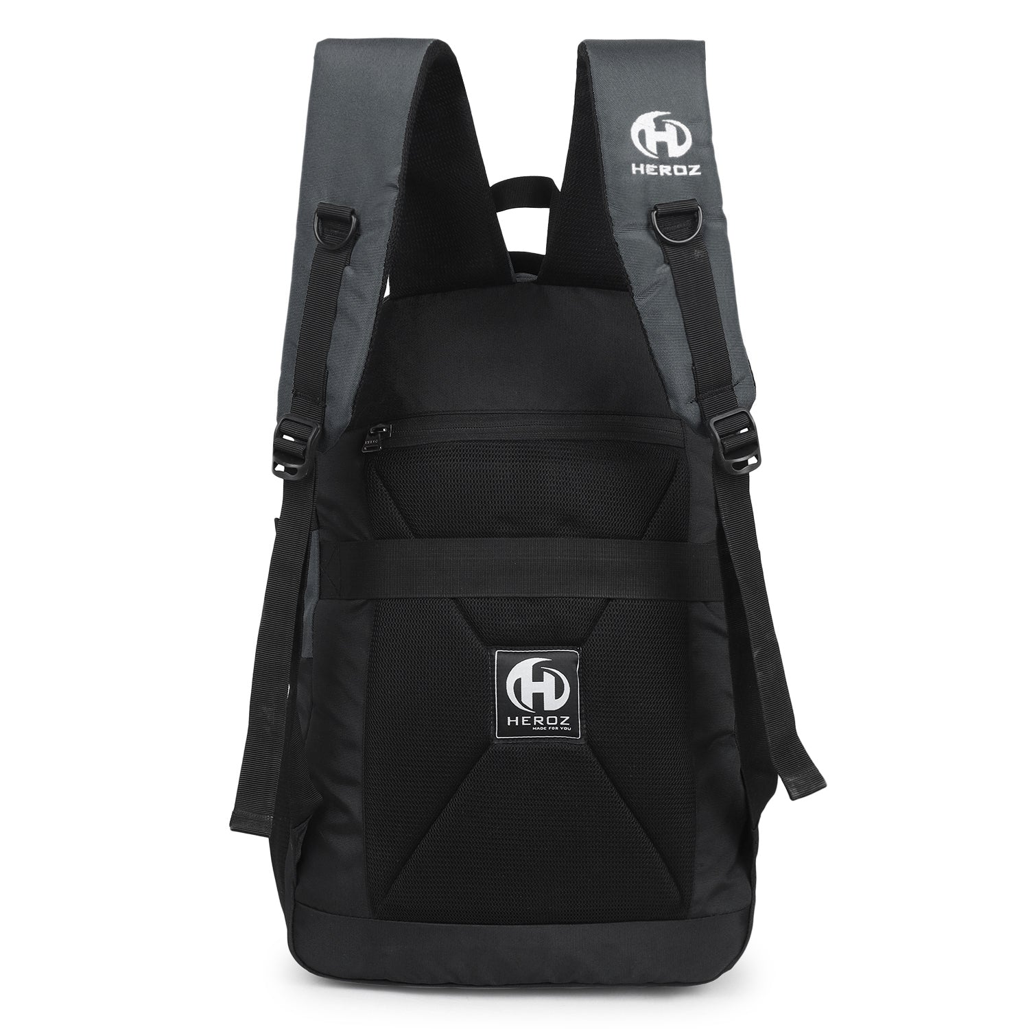 HEROZ Heden 40L laptop backpacks bags for men and women with USB Charing Point, rain cover with Anti Theft Pocket, Organizer, ideal for collage travel & office,17-inch sleeve (Black & Grey) - HEROZ
