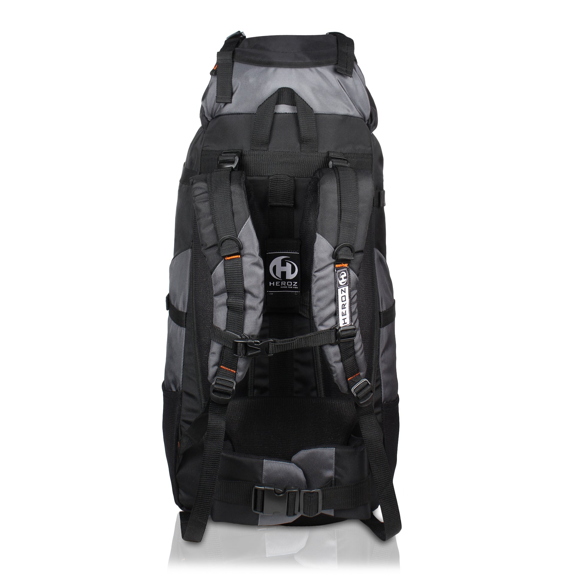 HEROZ Hunter 80 ltrs Trackign Laptop Bags Mountaineering Hiking Bag with Rain Cover Mount Track Travel Backpacks Rucksack - (Black and Grey) - HEROZ