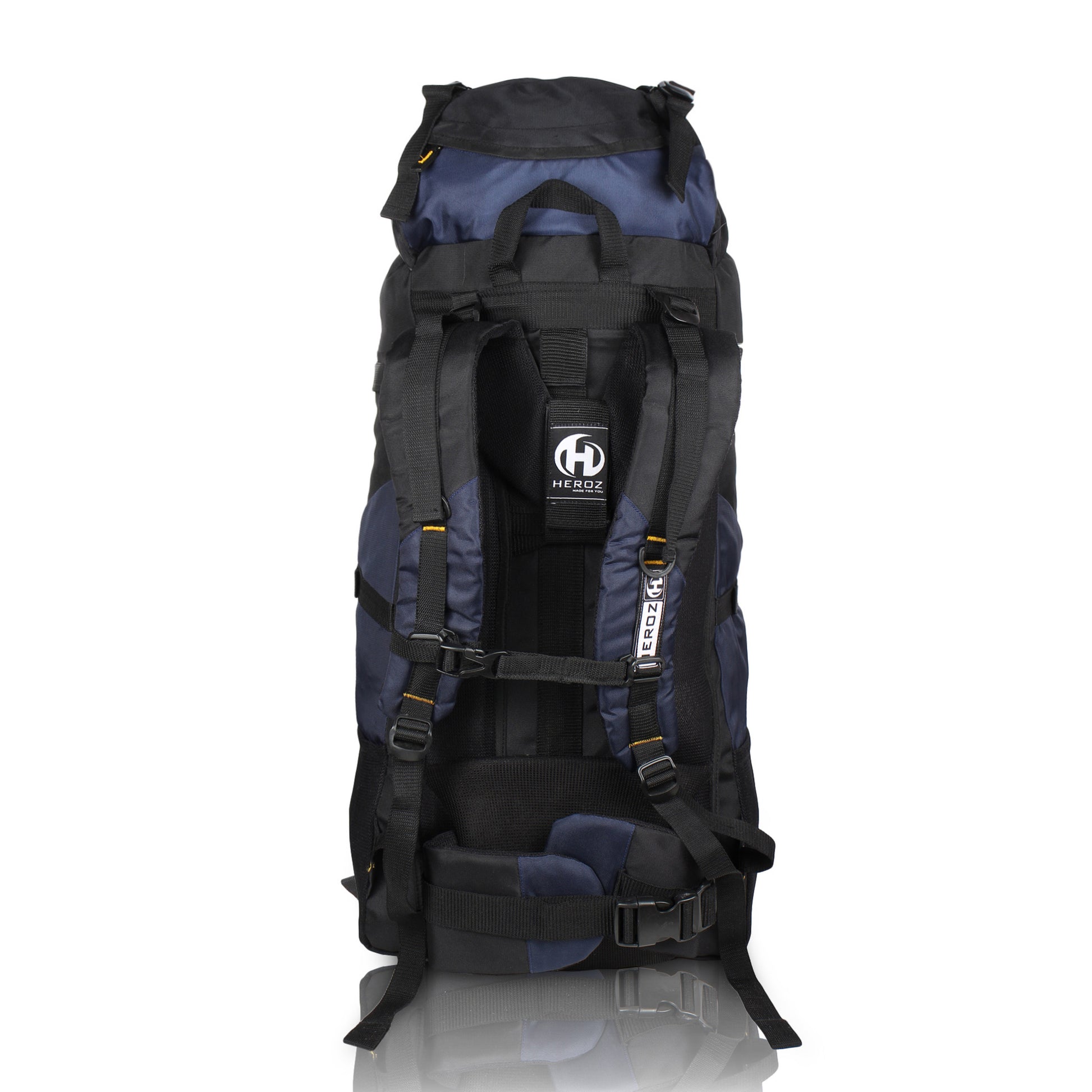 HEROZ Hunter 80 ltrs Trackign Laptop Bags Mountaineering Hiking Bag with Rain Cover Mount Track Travel Backpacks Rucksack - (Black and Navy Blue) - HEROZ