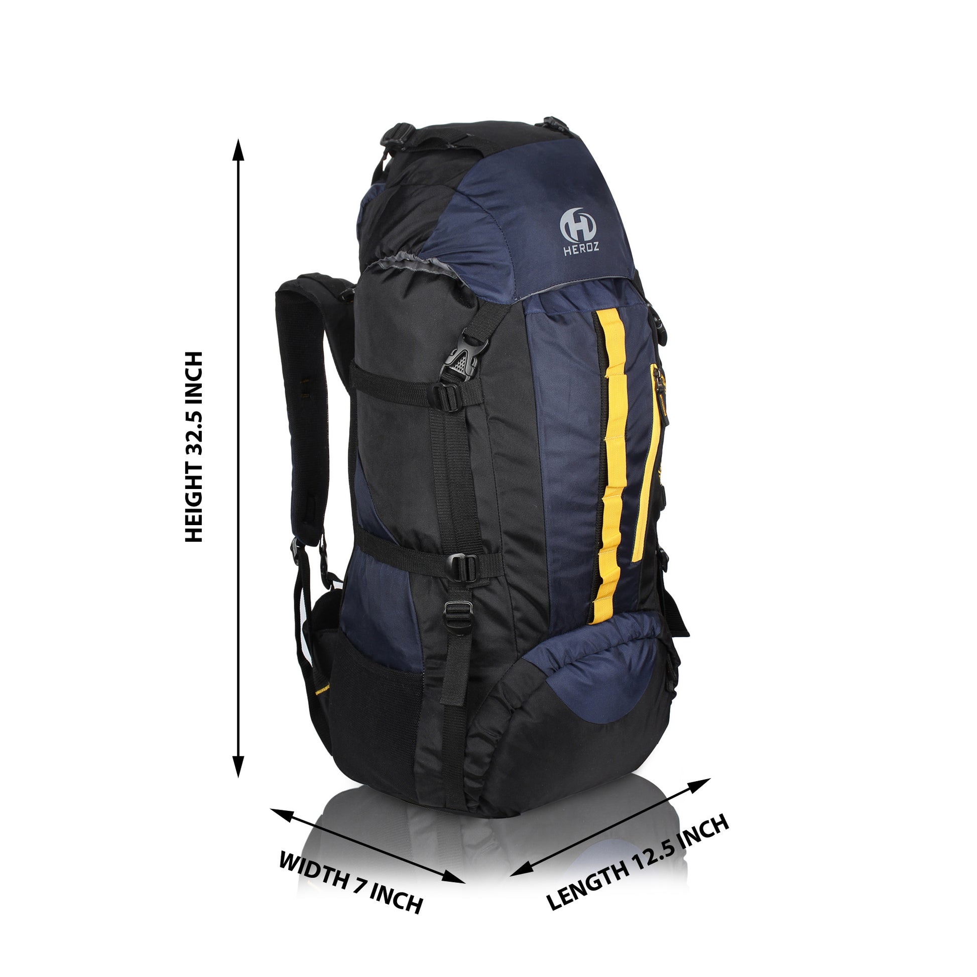 HEROZ Hunter 80 ltrs Trackign Laptop Bags Mountaineering Hiking Bag with Rain Cover Mount Track Travel Backpacks Rucksack - (Black and Navy Blue) - HEROZ