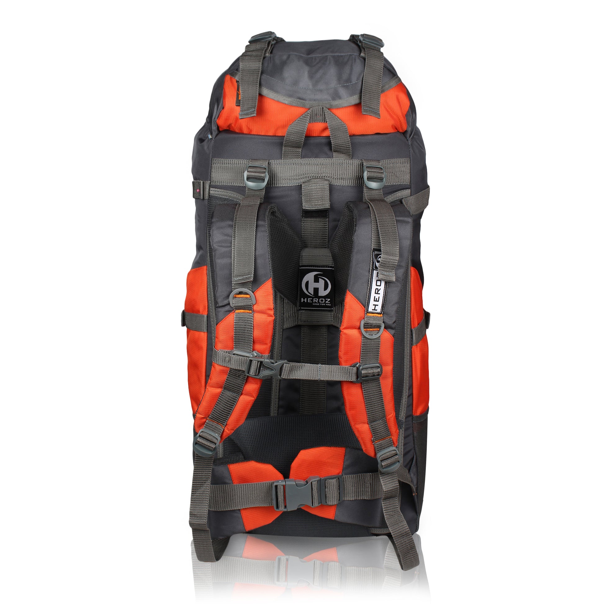HEROZ Hunter 80 ltrs Trackign Laptop Bags Mountaineering Hiking Bag with Rain Cover Mount Track Travel Backpacks Rucksack - (Grey & Orange) - HEROZ