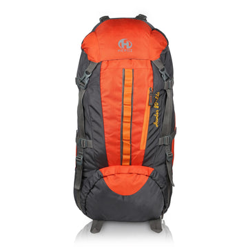 HEROZ Hunter 80 ltrs Trackign Laptop Bags Mountaineering Hiking Bag with Rain Cover Mount Track Travel Backpacks Rucksack - (Grey & Orange) - HEROZ