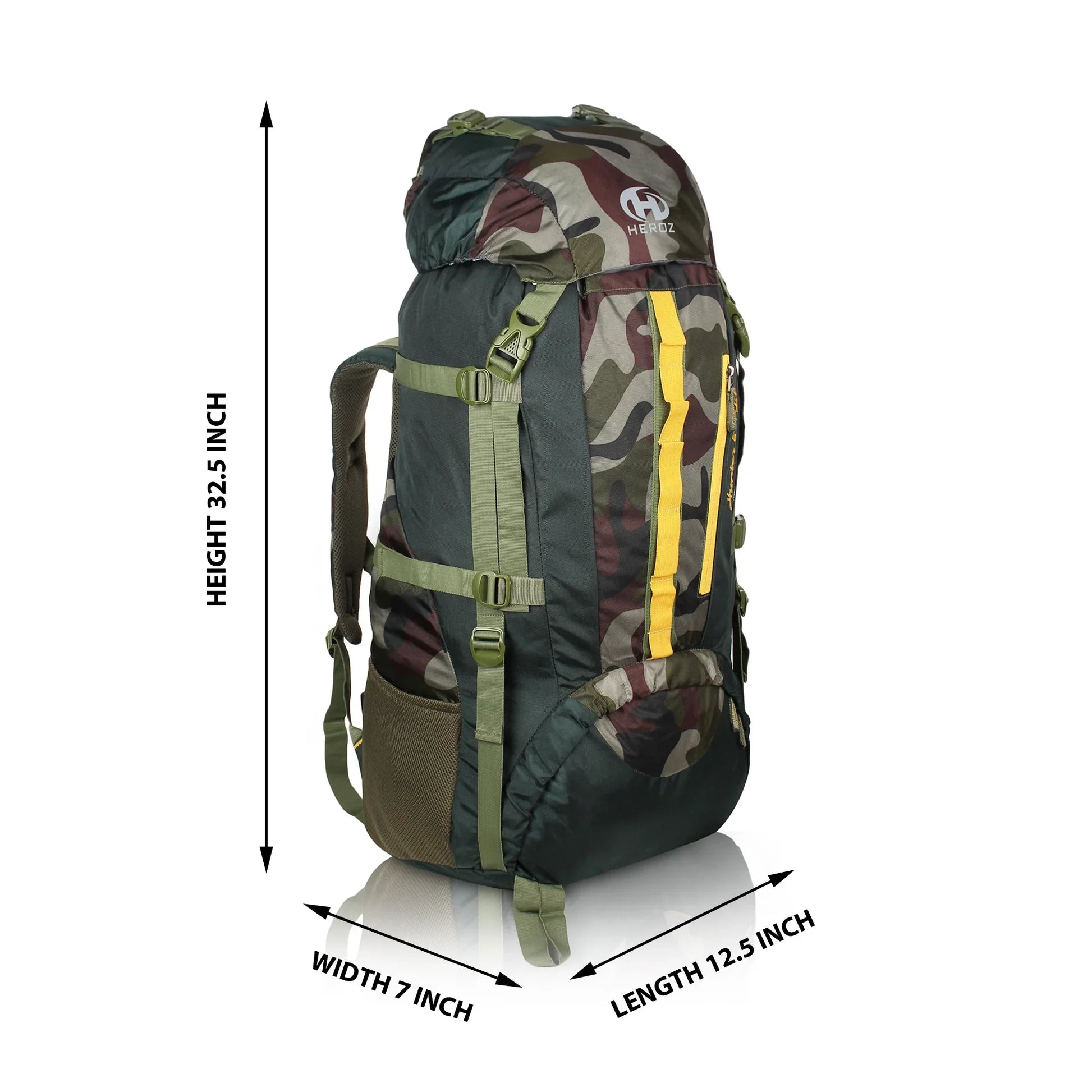 HEROZ Hunter 80 ltrs Trackign Laptop Bags Mountaineering Hiking Bag with Rain Cover Mount Track Travel Backpacks Rucksack - (Mehndi Green & Jungle) - HEROZ