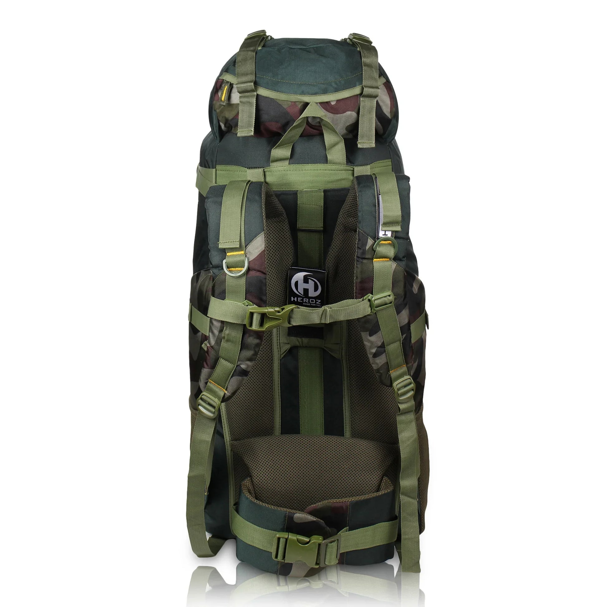 HEROZ Hunter 80 ltrs Trackign Laptop Bags Mountaineering Hiking Bag with Rain Cover Mount Track Travel Backpacks Rucksack - (Mehndi Green & Jungle) - HEROZ