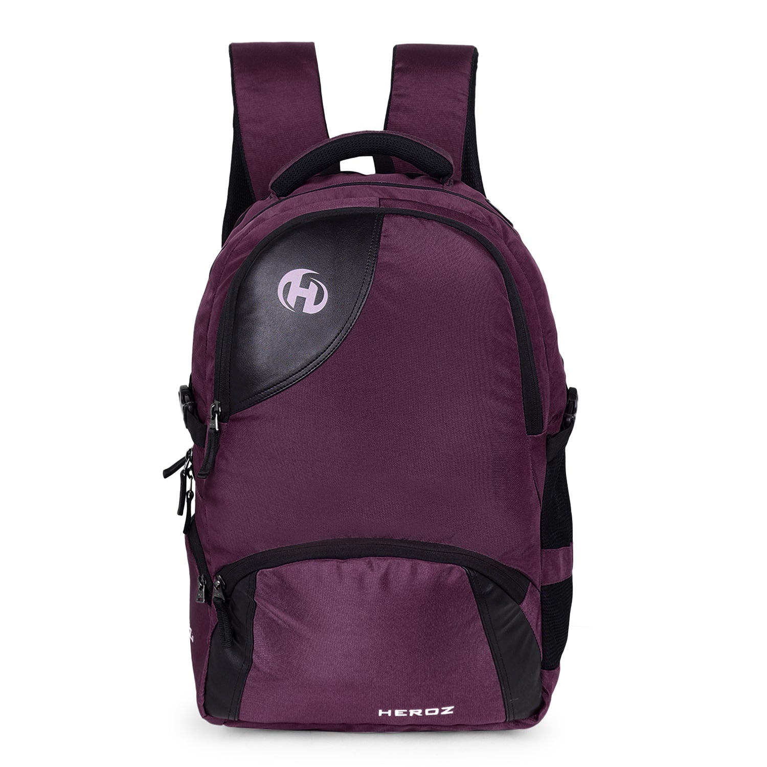 HEROZ Hypro 40L laptop backpacks bags for men and women with USB Charing Point, rain cover with Anti Theft Pocket, Organizer, ideal for collage travel & office,17-inch sleeve (Black & Purple) - HEROZ