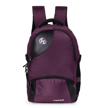 HEROZ Hypro 40L laptop backpacks bags for men and women with USB Charing Point, rain cover with Anti Theft Pocket, Organizer, ideal for collage travel & office,17-inch sleeve (Black & Purple) - HEROZ