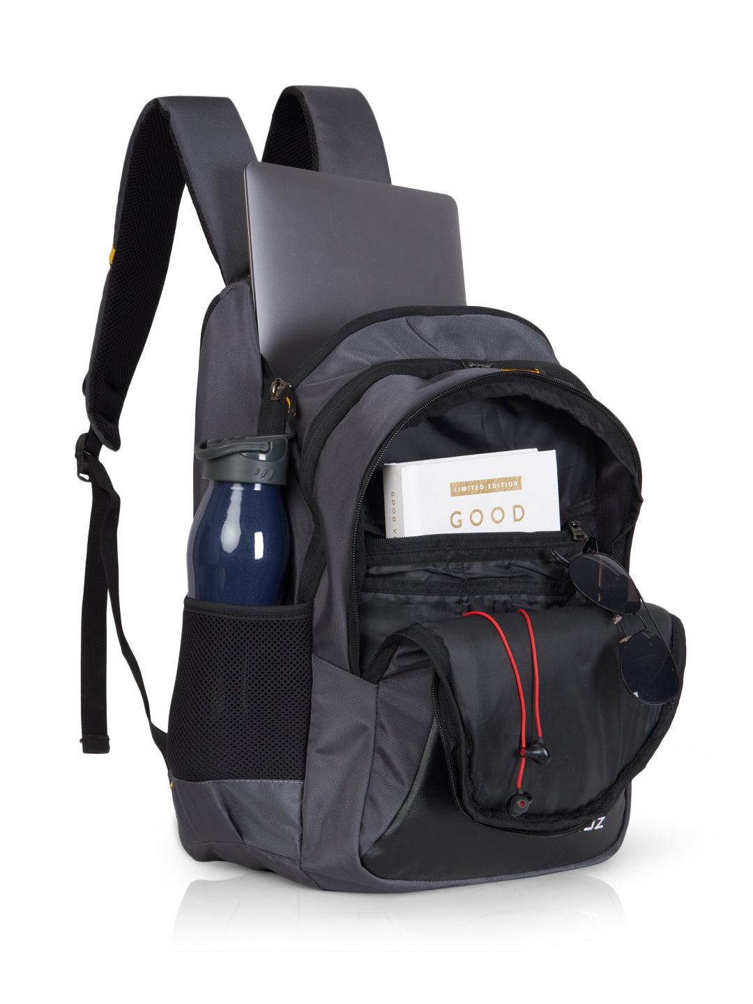 HEROZ Stylish Laptop Backpack for Men & Women | 17-Inch Laptop Bag with Organizer, Lightweight & Durable College, Office & Travel Backpack (Grey & Black) - HEROZ