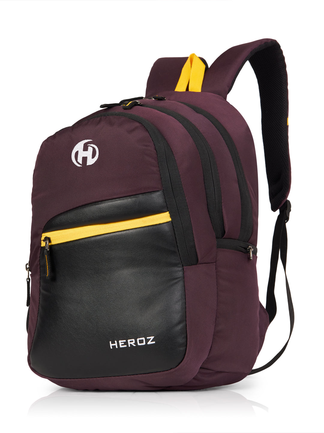 HEROZ Stylish Laptop Backpack for Men & Women – Durable College & Office Bag with Organizer (Maroon & Black) - HEROZ