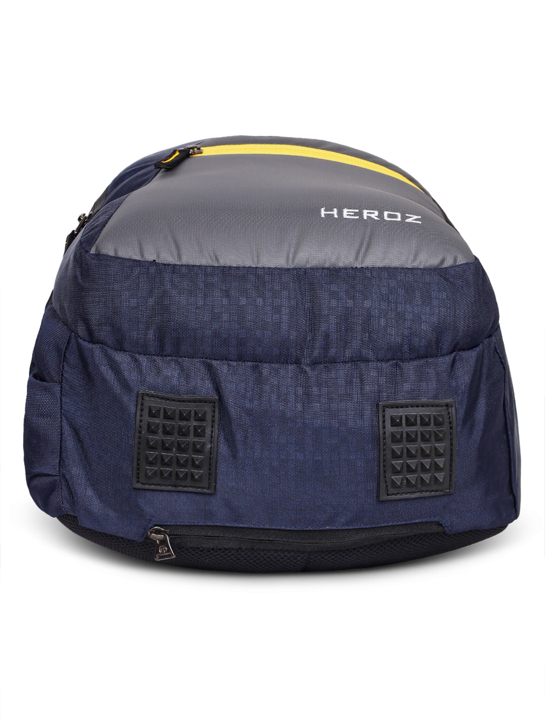 HEROZ Stylish Laptop Backpack for Men & Women, Durable Everyday Backpack with Organizer, Water Resistant College & Office Bag (Navy Blue & Grey with Yellow Accent) - HEROZ