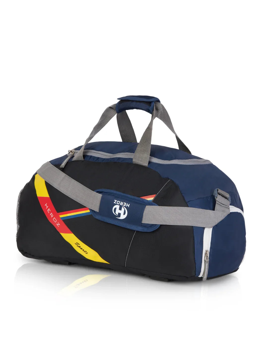 HEROZ Travel Duffel Bag for Men & Women | Lightweight Gym & Weekend Bag with Shoulder Strap | Durable Fabric & Spacious Storage (Black with Multicolor Accents) - HEROZ