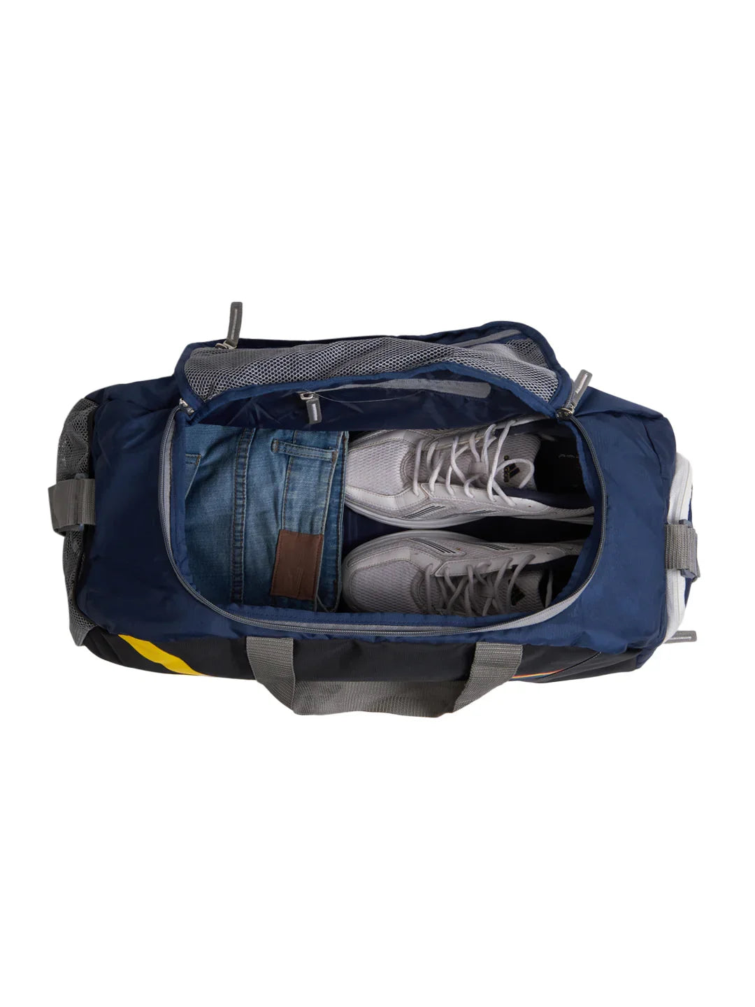 HEROZ Travel Duffel Bag for Men & Women | Lightweight Gym & Weekend Bag with Shoulder Strap | Durable Fabric & Spacious Storage (Black with Multicolor Accents) - HEROZ