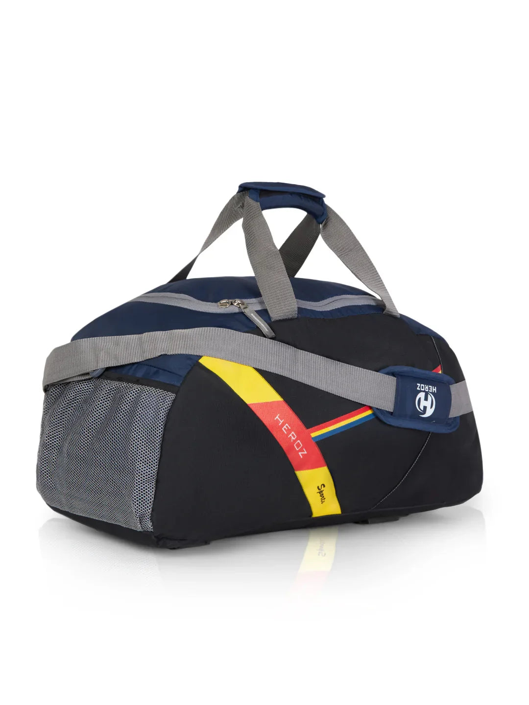 HEROZ Travel Duffel Bag for Men & Women | Lightweight Gym & Weekend Bag with Shoulder Strap | Durable Fabric & Spacious Storage (Black with Multicolor Accents) - HEROZ