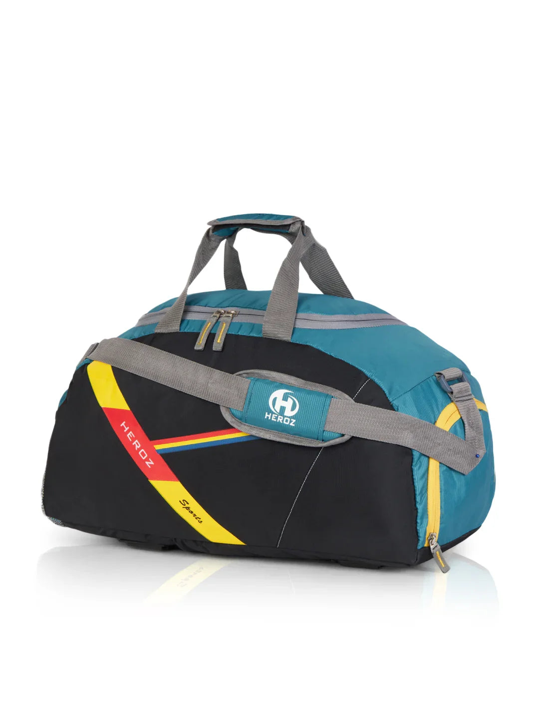 HEROZ Travel Duffel Bag for Men & Women | Lightweight Gym & Weekend Bag with Shoulder Strap | Durable Fabric & Spacious Storage (Black with Multicolor Accents) - HEROZ