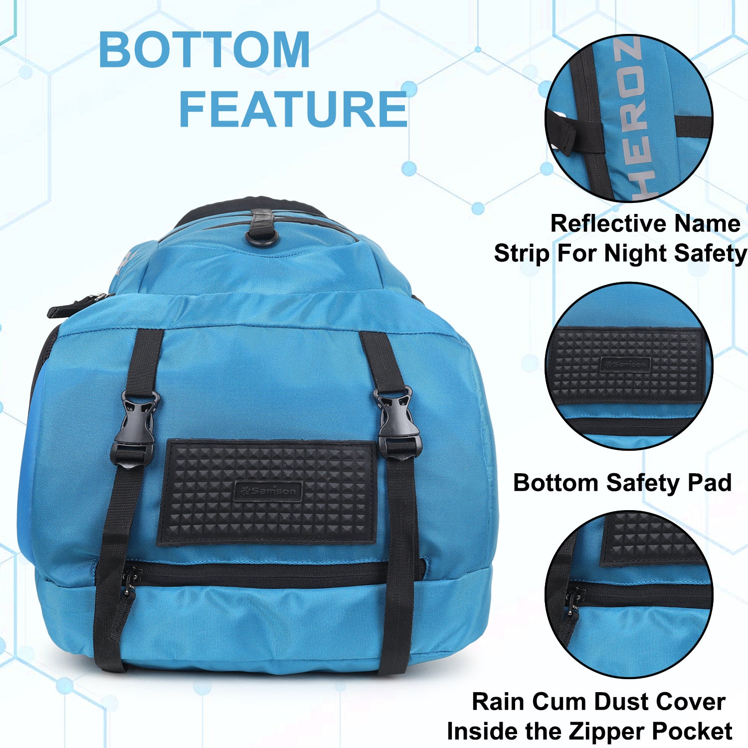 HEROZ Wild SLR/DSLR Camera Backpack with Anti-Theft Laptop Compartment up to 17-Inch, Tripod Holder, Fits 18-135 / 70-200 / 85 F1.8 Lenses, Battery & Card Slots (Airforce Blue) - HEROZ