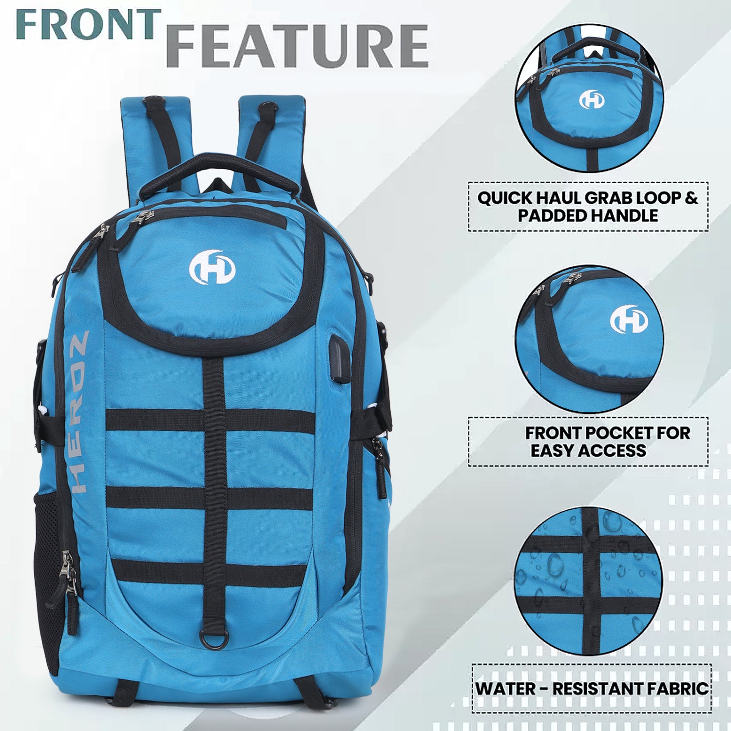 HEROZ Wild SLR/DSLR Camera Backpack with Anti-Theft Laptop Compartment up to 17-Inch, Tripod Holder, Fits 18-135 / 70-200 / 85 F1.8 Lenses, Battery & Card Slots (Airforce Blue) - HEROZ