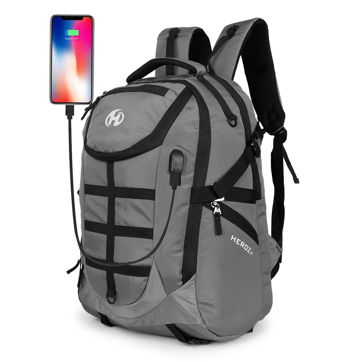 HEROZ Wild SLR/DSLR Camera Backpack with Anti-Theft Laptop Compartment up to 17-Inch, Tripod Holder, Fits 18-135 / 70-200 / 85 F1.8 Lenses, Battery & Card Slots (Grey) - HEROZ